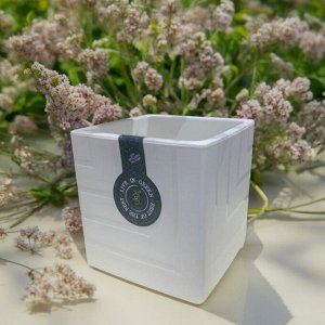 Горшок для цветов (с вкладкой) БЕЛЫЙ, 1.2 л, диаметр 11.5 см, высота 12 см, пластиковый, КВАДРО
