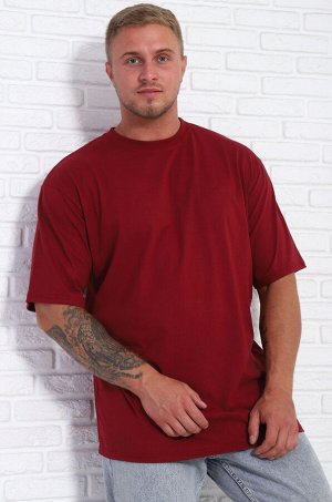 Футболка однотонная, 5xl (бордовый)