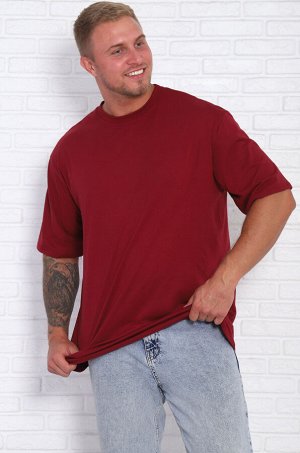 Футболка однотонная, 5xl (бордовый)