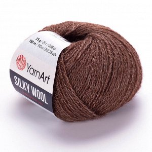 Пряжа YarnArt Silky wool 35% шелк/65% шерсть 25гр №336 Коричневый