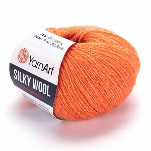 Пряжа YarnArt Silky wool 35% шелк/65% шерсть 25гр №338 Оранжевый
