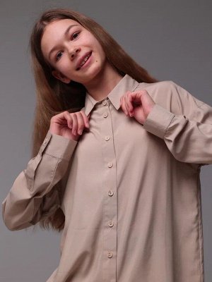 Модники Kids Школьная блузка для девочки из бежевой тонкой ткани