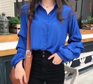 Блуза-рубашка синяя