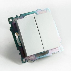 Переключатель STEKKER серия Катрин, 2 клавиши, 250 В, 10 А, серебро, GLS10-7107-03
