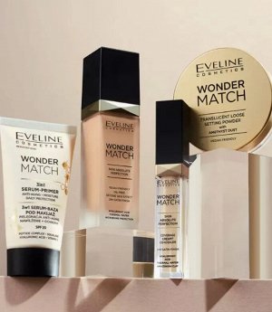 EVELINE WONDER MATCH База-сыворотка под макияж 3в1 30мл (*3*30)