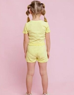 Футболка детская укороченная с коротким рукавом для девочки цвет Желтый