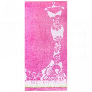 "La Moda" Полотенце махровое 50х90см, розово-белый (Россия)