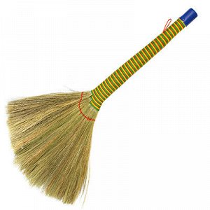 Веник 80см, бамбуковый, цветная ручка, с наконечником (Вьетн