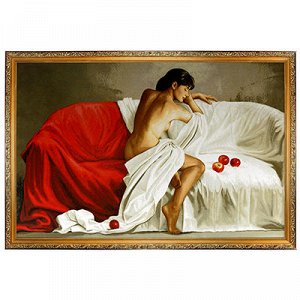 Картина 106х70см гобелен "Белое и красное", деревянная рама
