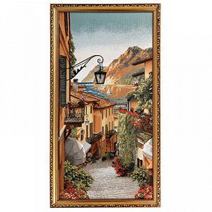 Картина 70х35см гобелен "Цветочная улица-2", деревянная рама