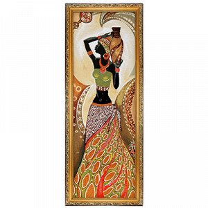 Картина гобелен 108х70см "Африканка с кувшином", деревянная