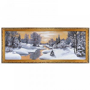 Картина гобелен 150х50см "Родина зима", деревянная рама 3см