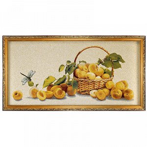 Картина гобелен 35х70см "Корзина с абрикосами", евро, деревя