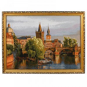 Картина гобелен 49х35см "Прага-1", евро,  деревянная рама 3с