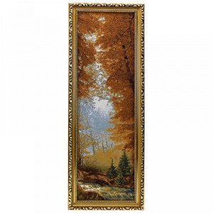 Картина гобелен 58х18см "Золотой лес", евро, деревянная рама