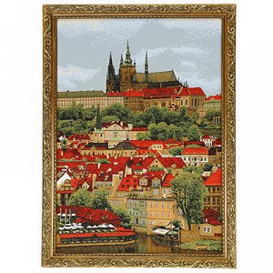 Картина гобелен 59х35см "Прага-2", евро,  деревянная рама 3с