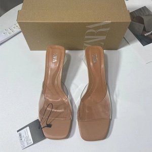 Женские мюли на каблуке, прозрачные