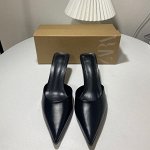 Женские мюли на шпильке, цвет черный