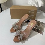 Женские босоножки на каблуке, прозрачные, декор &quot;бант&quot;