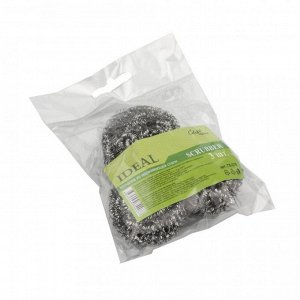 Губка для посуды спираль 3шт метал [IDEAL] SCRUBBER