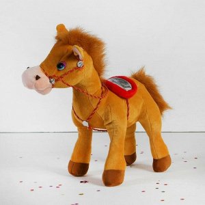 Мягкая игрушка "Лошадь" с плетеной уздечкой, цвета МИКС