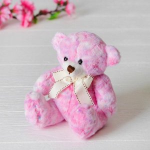 Мягкая игрушка "Медведь" с бантом, цвет розовый