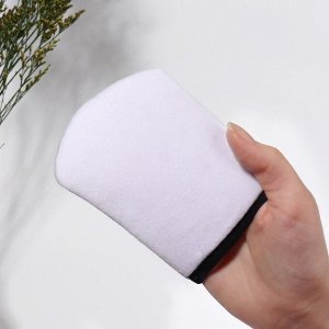 Варежка для умывания, 12.5x10 см, с подвесом, белая, чёрная
