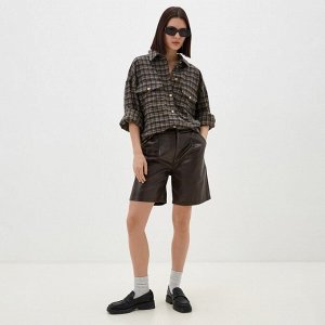 Шорты женские кожаные MIST Basе, коричневые