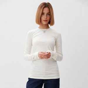 Лонгслив женский со сборкой MINAKU: Casual Collection цвет экрю