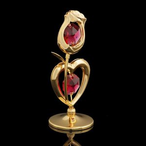 Сувенир «Роза с сердцем», 3-3-8 см, с кристаллами Сваровски