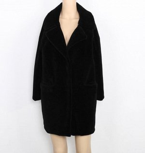 Овечья шерсть, Меховое пальто, цвет: черный