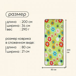 Коврик туристический maclay, с фольгой, 200×80×0.3 см, зелёный