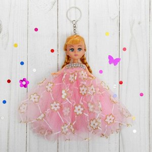 Игрушка-брелок "Куколка" розовое платье со стразами