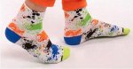 Носки детские из хлопка с рисунком цвет Белый (кляксы)