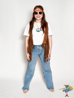очки Круглые Хиппи в стиле 70-х, черные стекла, 13,5х5,5 см