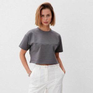 Футболка укороченная женская MINAKU OVERSIZE FIT: цвет графит