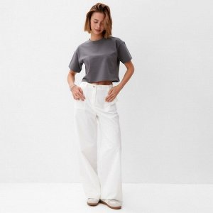 Футболка укороченная женская MINAKU OVERSIZE FIT: цвет графит