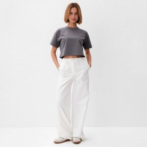 Футболка укороченная женская MINAKU OVERSIZE FIT: цвет графит
