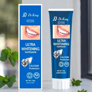 Зубная паста С КАЛЬЦИЕМ для укрепления и осветления эмали зубов Dr.Kang ULTRA WHITENING CALCIUM Protection, Ментол 120г. Корея