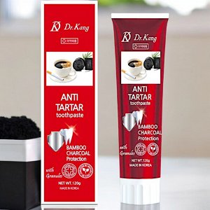 Зубная паста с бамбуковым углем для удаления зубного камня Dr.Kang ANTI TARTAR CHARCOAL, Ментол, 120г. Корея
