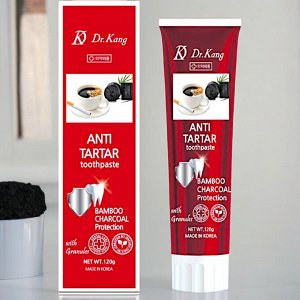 Зубная паста с бамбуковым углем для удаления зубного камня Dr.Kang ANTI TARTAR CHARCOAL, Ментол, 120г. Корея