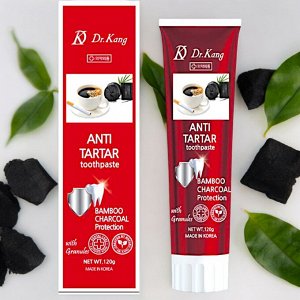 Зубная паста с бамбуковым углем для удаления зубного камня Dr.Kang ANTI TARTAR CHARCOAL, Ментол, 120г. Корея