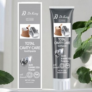 Зубная паста с серебром и содой Dr.Kang TOTAL CAVITY CARE SILVER & BAKING SODA для осветления эмали зубов, Ментол, 120г, Корея