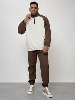 Спортивный костюм мужской модный коричневого цвета 35021K