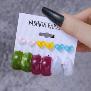 Серьги набор, бижутерия, 6 пар