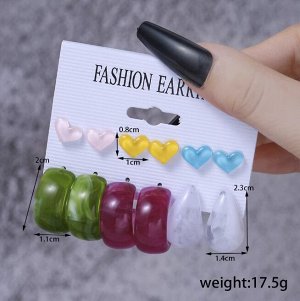 Серьги набор, бижутерия, 6 пар