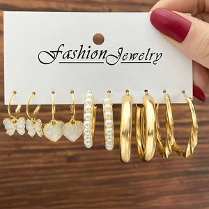 Серьги набор, бижутерия, 5 пар