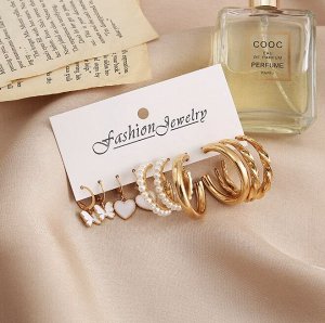Серьги набор, бижутерия, 5 пар