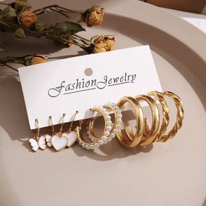 Серьги набор, бижутерия, 5 пар