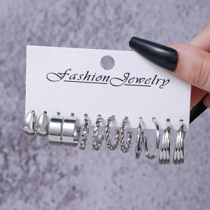 Серьги набор, бижутерия, 6 пар